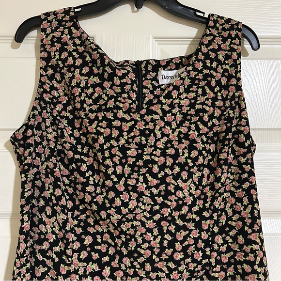 Danny & Nicole Black Ditsy Floral V-Neck Maxi Dress 90s Y2K Sz 14 - Picture 5 of 6